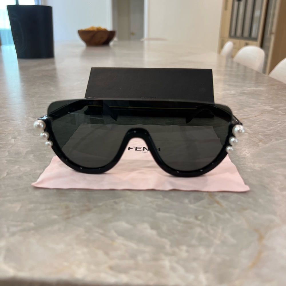 Fendi Black Sunglasses with Pearl Details